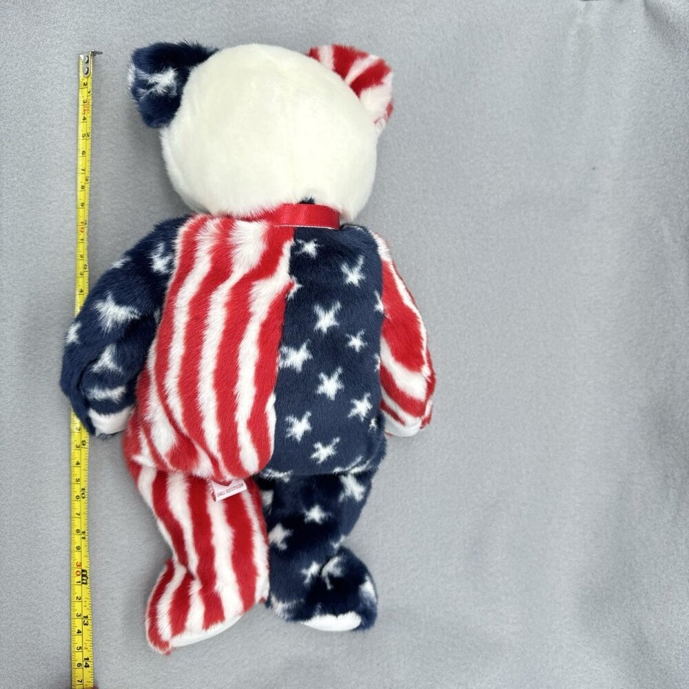 Patriotic Teddy Bear Red White Blue Spangle 1999 14" Vtg TY  Plush Stuffed Toy - Picture 4 of 9